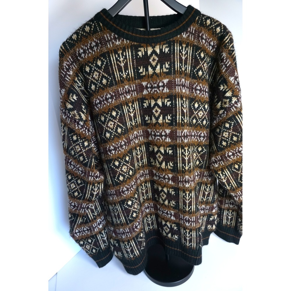 Natural Issue Vintage Geometric Fair Isle Sweater Mens XL Coogie Acrylic